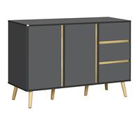 HomCom Buffet bas scandinave sur pieds 2 portes 3 tiroirs bois 120x40x80 cm gris anthracite