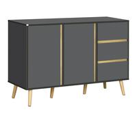 HomCom Buffet bas scandinave sur pieds 2 portes 3 tiroirs bois 120x40x80 cm gris anthracite