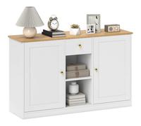 HOMCOM Buffet Commode Armoire de Rangement Blanc 120 x 35 x 75,2 cm | Avec tiroir, 2 portes, 2 étagères ouvertes, armoire de cuisine, buffet, armoire d'appoint, pour cuisine, salon