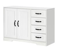 HOMCOM Buffet Commode Armoire, Style Moderne, 4 Tiroirs, 1 Armoire, 105 cm x 40 cm x 76 cm, Blanc
