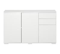 HOMCOM Buffet Commode Meuble, 2 Tiroirs, Push-Click, 117 cm x 36 cm x 74 cm, Blanc