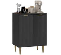 HOMCOM Buffet Cuisine 2 Portes Étagère Réglable 60 x 40 x 80 cm Noir | Meuble de Rangement, Pieds Métalliques Surélevés, pour Cuisine, Salon