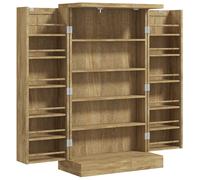 HOMCOM Buffet cuisine meuble cuisine rangement avec 12 étagères à portes étagères réglables 60 x 30 x 104 cm effet bois naturel