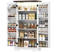 HOMCOM Buffet cuisine, meuble cuisine rangement, avec 12 étagères à portes, lumière LED magnétique, 60 x 40 x 120 cm, blanc