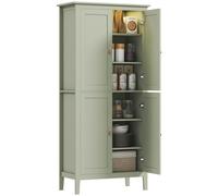 HOMCOM Buffet cuisine, meuble cuisine rangement haut avec LED réglable et détecteur de mouvement, 80 x 40 x 176,5 cm, vert