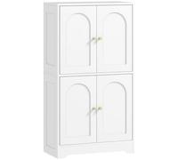 HOMCOM Buffet Cuisine, Meuble Cuisine Rangement, Meuble de Rangement, vaisselier Moderne avec 4 Portes cintrées et 2 étagères réglables, pour Salle à Manger, Salon, 60 x 30 x 110 cm, Blanc