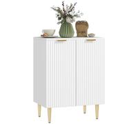 HomCom Buffet 2 portes – étagère réglable, pieds métalliques surélevés – 60×40×80 cm Blanc