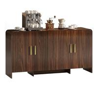 HOMCOM Buffet Cuisine, Meuble de Rangement avec 4 Portes à Fermeture Douce, 4 Compartiments et Bords Arrondis, Meuble TV pour Téléviseurs Jusqu'à 72 Pouces, pour Salon et Chambre, 152x40x80cm, Noyer