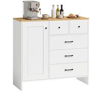 Buffet de cuisine - HOMCOM - 5 tiroirs et placard - style rustique - bois - 100 x 40 x 94 cm - blanc