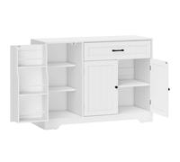 HOMCOM Buffet cuisine, meuble de rangement avec tiroir, 3 portes à fermeture douce, racks-porte et étagères réglables, blanc