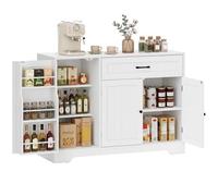HOMCOM Buffet Cuisine, Meuble de Rangement avec Tiroir, 4 Portes à Fermeture Douce, Racks-Porte et Étagères Réglables, Meuble TV, Buffet de Salle à Manger et Salon, 110x40x80cm, Blanc