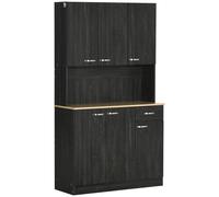 HOMCOM Buffet cuisine Meuble rangement cuisine Buffet haut cuisine noir contemporaine avec 6 portes 1 tiroir + 1 plateau 101x39x180 cm Aosom France