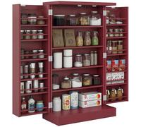 HOMCOM Buffet Cuisine Rangement Armoire Cuisine 12 étagères de Porte Planches réglables 60 x 30 x 104 cm pour Salon, Salle à Manger en Bois Rouge