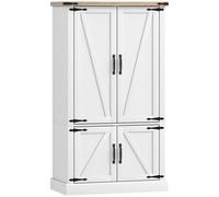 HOMCOM Buffet de cuisine, armoire de cuisine avec 4 portes, 6 porte-épices et étagères réglables, 76,3 x 40 x 136 cm, blanc