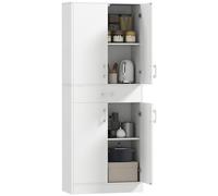 Buffet de cuisine - HOMCOM - armoire buffet haut 2 étagères réglables 4 portes 1 tiroir - bois - hauteur 180 cm - blanc