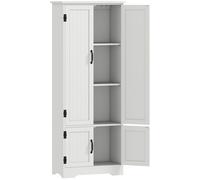 HOMCOM Buffet de cuisine armoire de cuisine contemporaine multi-rangements 2 placards 3 étagères MDF panneaux particules blanc