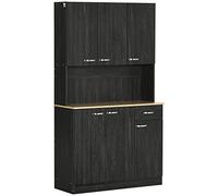 HOMCOM - Armoire de cuisine - Panneaux de particules - 101x39x180cm - Noir