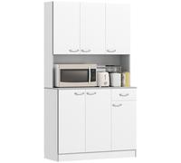 HOMCOM Armoire de cuisine contemporaine multi-rangements 6 portes 1 tiroir + grand plateau dim. 101L x 39l x 180H cm blanc gris Aosom France