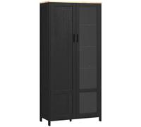 HOMCOM Buffet de cuisine armoire de cuisine meuble vitrine avec étagères réglables et 9 compartiments 76 x 36 x 160 cm noir