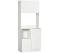 HOMCOM Buffet de cuisine armoire de cuisine multi-rangements 4 portes 1 tiroirs étagère + grand plateau 71 x 41 x 178 cm MDF blanc