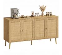 HOMCOM Buffet de cuisine avec 4 portes à fermeture douce 140 x 40 x 75 cm | Tiroir, étagères réglables, armoire de rangement, buffet de bar, style bohème, pour cuisine, salle à manger