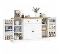 HOMCOM Buffet de cuisine avec 4 portes et tiroir, armoire de rangement avec étagères réglables, étagères de porte, armoire buffet pour cuisine, salle à manger, salon, 138 x 40 x 85 cm, blanc