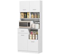 HOMCOM Buffet de Cuisine, Buffet avec Tiroir, Portes à Fermeture Douce, 80 x 35 x 180 cm, Blanc