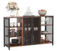 HOMCOM Buffet de cuisine industriel avec 6 étagères ouvertes Porte-verres et étagère réglable pour bar salle à manger 120x40x76 cm Rustic Brown