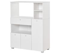 HOMCOM Meuble de Micro-Onde Armoire Cuisine Meuble de Rangement Multi-rangements Buffet avec 2 placards 4 niches tiroir Coulissant dim. 90L x 40l x 120H cm en Bois Blanc