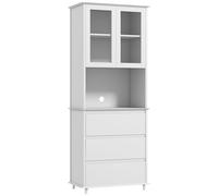 HOMCOM Buffet de cuisine meuble de rangement placard 2 portes 3 tiroirs et niche centrale dim. 68L x 38l x 172H cm MDF blanc