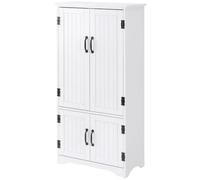 HOMCOM Buffet de Cuisine Meuble Rangement 2 Placards 60 x 30 x 123 cm Blanc | Armoire de Cuisine Contemporaine, 3 Étagères