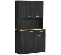 HOMCOM - Armoire de cuisine - Panneaux de particules - 101x39x180cm - Noir
