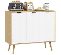 HOMCOM - Buffet de cuisine - Panneau de particules - 91,5x35x77,4cm - Blanc et bois naturel