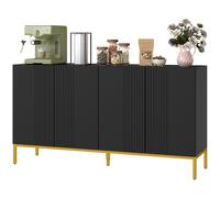 HOMCOM Buffet design contemporain graphique 2 placards porte étagères réglables en bois noir métal doré