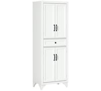 Buffet haut - armoire de cuisine - HOMCOM - 4 portes 2 placards 1 tiroir central réglable - bois - hauteur 170 cm - blanc