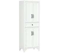 Buffet haut - armoire de cuisine - HOMCOM - 4 portes 2 placards 1 tiroir central réglable - bois - hauteur 170 cm - blanc