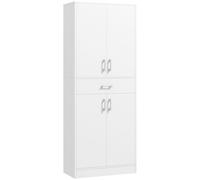 HOMCOM Buffet haut armoire de cuisine 4 portes 2 placards et 1 tiroir central hauteur 180 cm avec 2 étagères réglables blanc