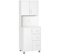 HOMCOM Buffet Haut Cuisine 3 Portes Plan de Travail 60 x 40 x 160 cm Blanc