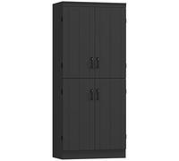 HOMCOM Buffet Haut Cuisine, Armoire de Cuisine, vaisselier avec 4 Portes à 6 Niveaux et étagères réglables, Meuble de Rangement pour Salon, Salle à Manger, 76 x 40 x 176,7 cm, Noir
