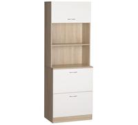 HomCom Buffet armoire de cuisine - 2 tiroirs, 1 placard, grand plateau - 60x38x168 cm, MDF, blanc