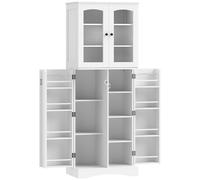 HOMCOM Buffet haut cuisine, vaisselier vitrine en acrylique, 4 portes, 10 compartiments, 8 porte-racks, 60 x 40 x 162 cm, blanc