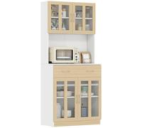HOMCOM Armoire de cuisine 80x40x180 cm – Panneaux de particules – Blanc