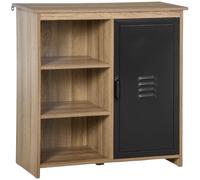 HomCom Buffet design industriel 3 niches placard porte métal noir