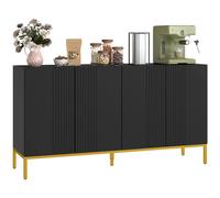 HOMCOM Buffet menuble de Rangement Design Contemporain Graphique 2 placards Porte étagères réglables en Bois Noir métal doré