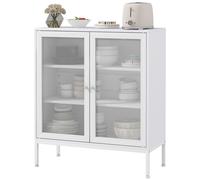 HOMCOM Buffet meuble de cuisine à 3 niveaux avec 2 portes grillagées avec étagère réglable 80 x 37 x 92 cm blanc