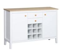 HOMCOM Buffet Meuble de Rangement, 110 x 35 x 75 cm, Blanc et Bois Naturel