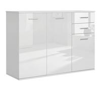 HOMCOM Buffet meuble de rangement 2 tiroirs coulissants 2 placards étagère réglable panneaux particules blanc