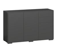HOMCOM Buffet meuble de rangement 2 tiroirs coulissants 3 portes étagère réglable panneaux de particules 117 x 36 x 74 cm noir