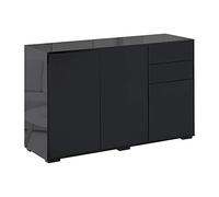 HOMCOM Buffet Meuble de Rangement 2 tiroirs coulissants 3 portes étagère réglable 117x36x74 cm Noir