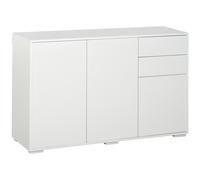 HOMCOM Buffet Meuble de Rangement 2 tiroirs coulissants 3 Portes étagère réglable Panneaux de Particules 117 x 36 x 74 cm Blanc